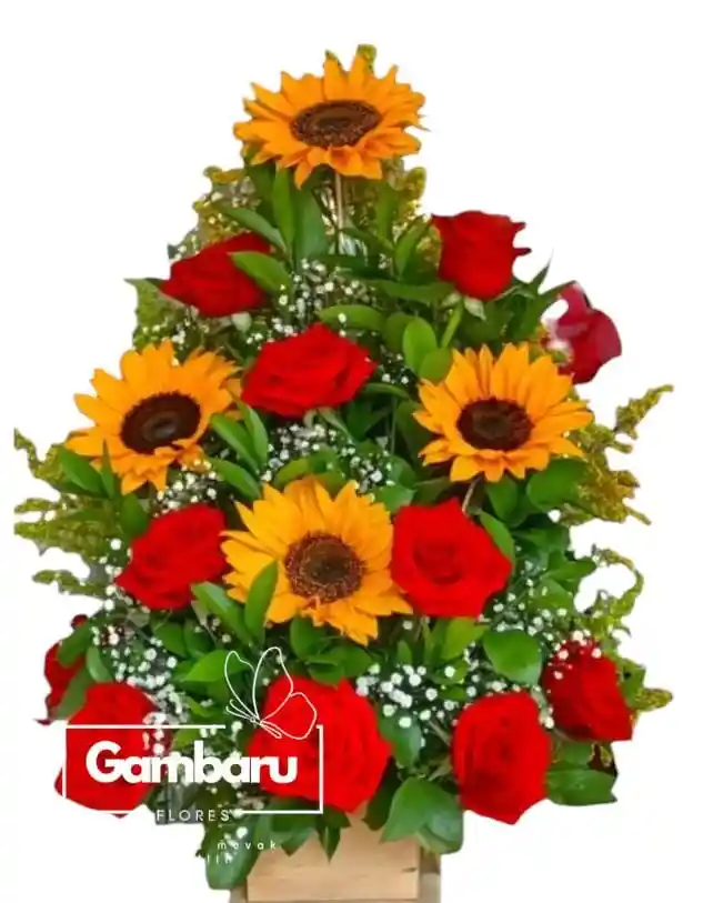 Rosas Y Girasoles En Ramo