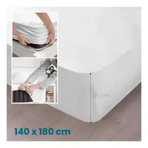 Combo Cubrelecho Térmico Doble Funda Ovejero Beige + Protector De Colchón Antifluido