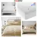 Combo Cubrelecho Térmico Doble Funda Ovejero Beige + Protector De Colchón Antifluido
