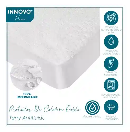 Combo Cubrelecho Térmico Doble Funda Ovejero Beige + Protector De Colchón Antifluido