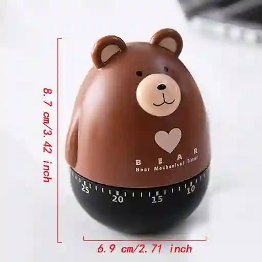 Temporizador Reloj Mecánico Bear Kitchen Timer, Multiusos Osito