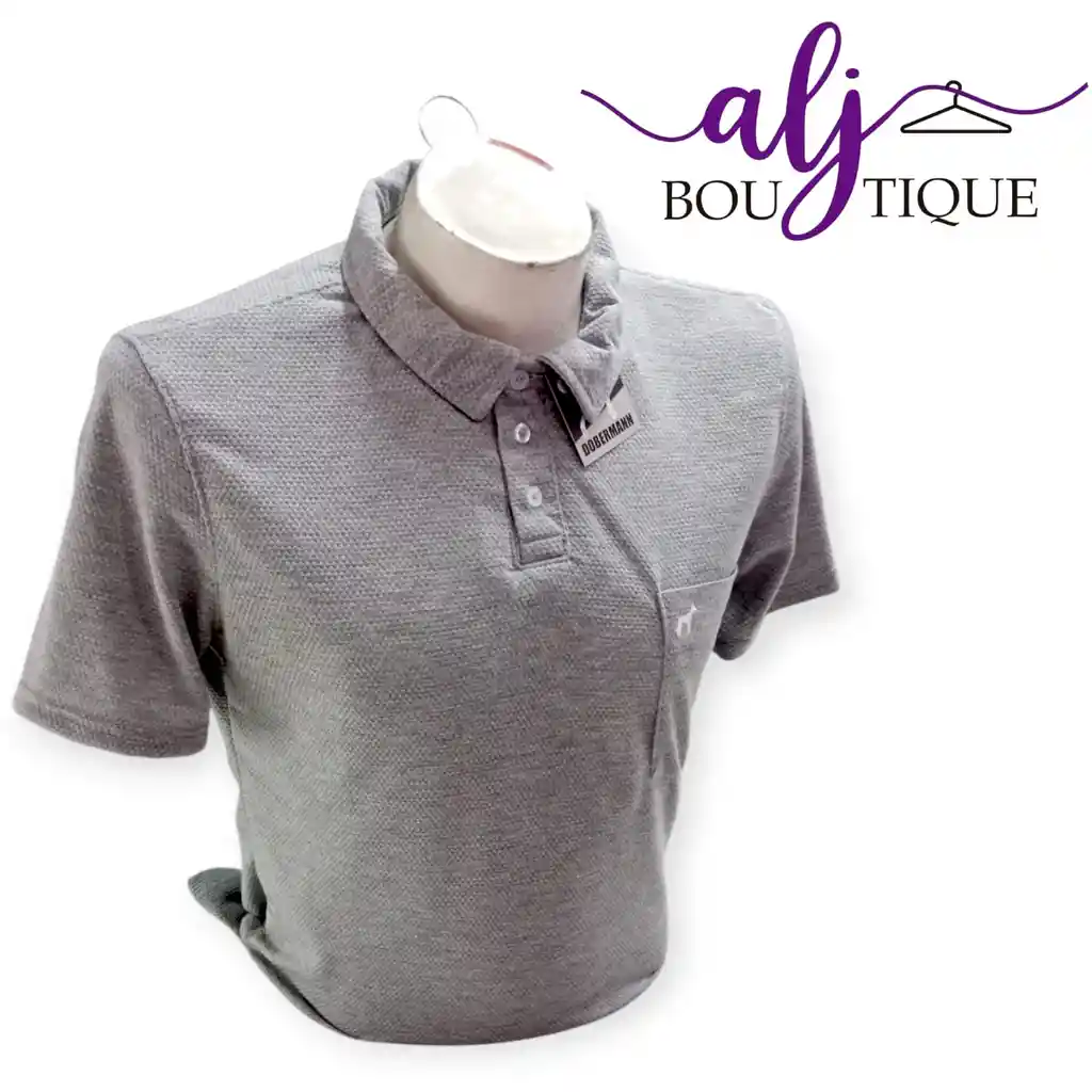 Camisa Polo Caballero Tela Galleta Talla M Gris Claro