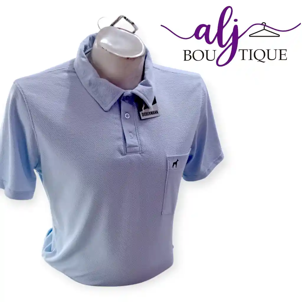 Camisa Polo Caballero Tela Galleta Talla L Azul Bebe