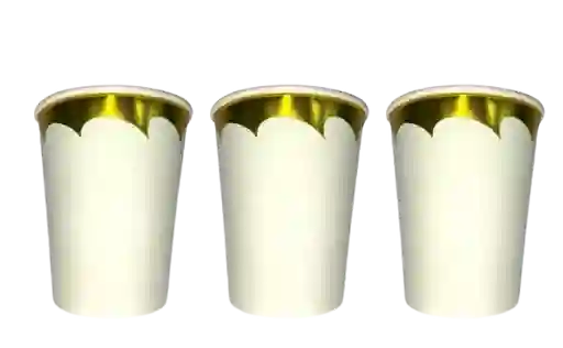 Vaso Blanco Borde Dorado X10