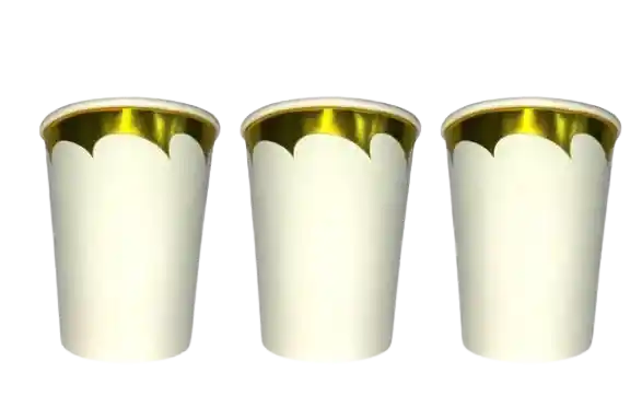 Vaso Blanco Borde Dorado X10