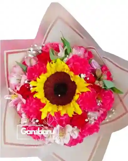 Flores Rosas Y Girasoles