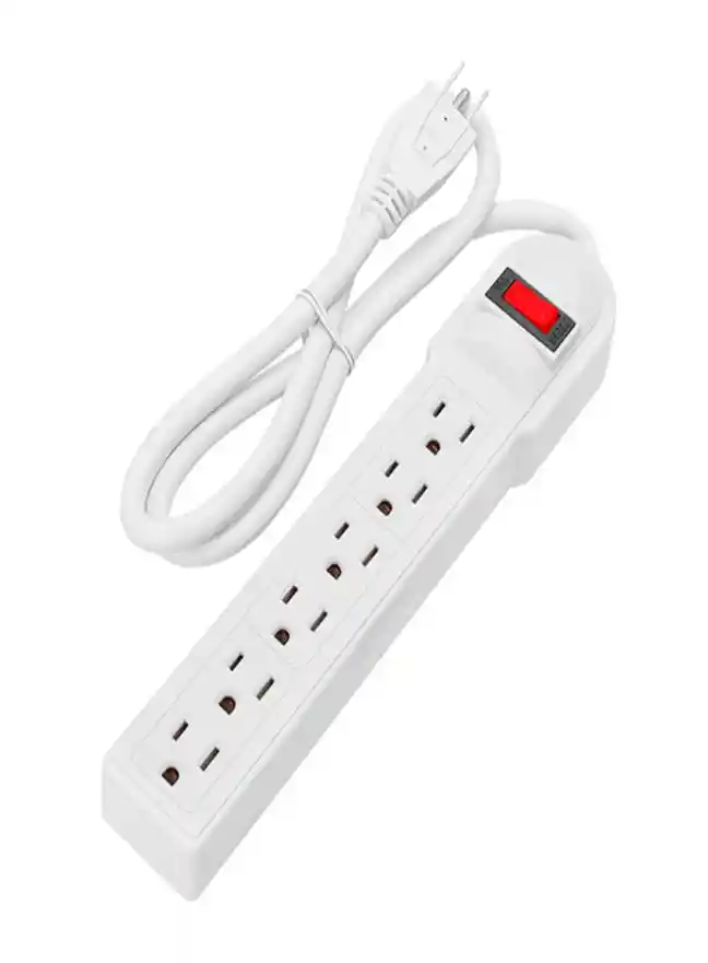 Multitoma 6 Tomas Blanco 14awg Unitec Certificado | Alta Potencia 1650w | Retie | Ideal Para Hogar, Oficina Y Equipos Electrónicos | Seguridad Garantizada