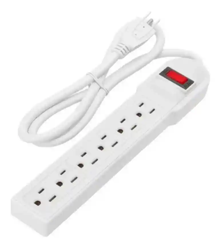 Multitoma 6 Tomas Blanco 14awg Unitec Certificado | Alta Potencia 1650w | Retie | Ideal Para Hogar, Oficina Y Equipos Electrónicos | Seguridad Garantizada