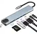 Adaptador 8 En 1 Tipo C Lan Sd Hdmi Usb Hub