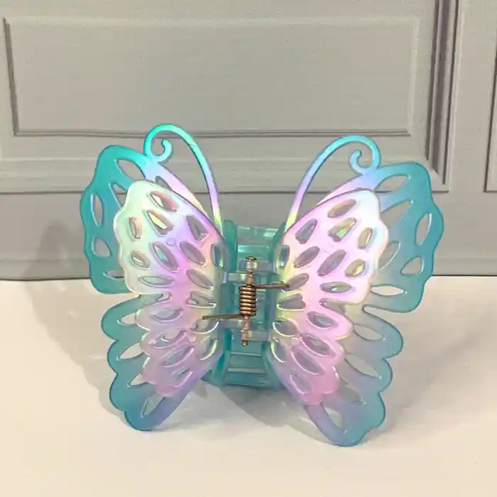 Pinza Gancho Caimán Mariposa Tornasol Para Cabello