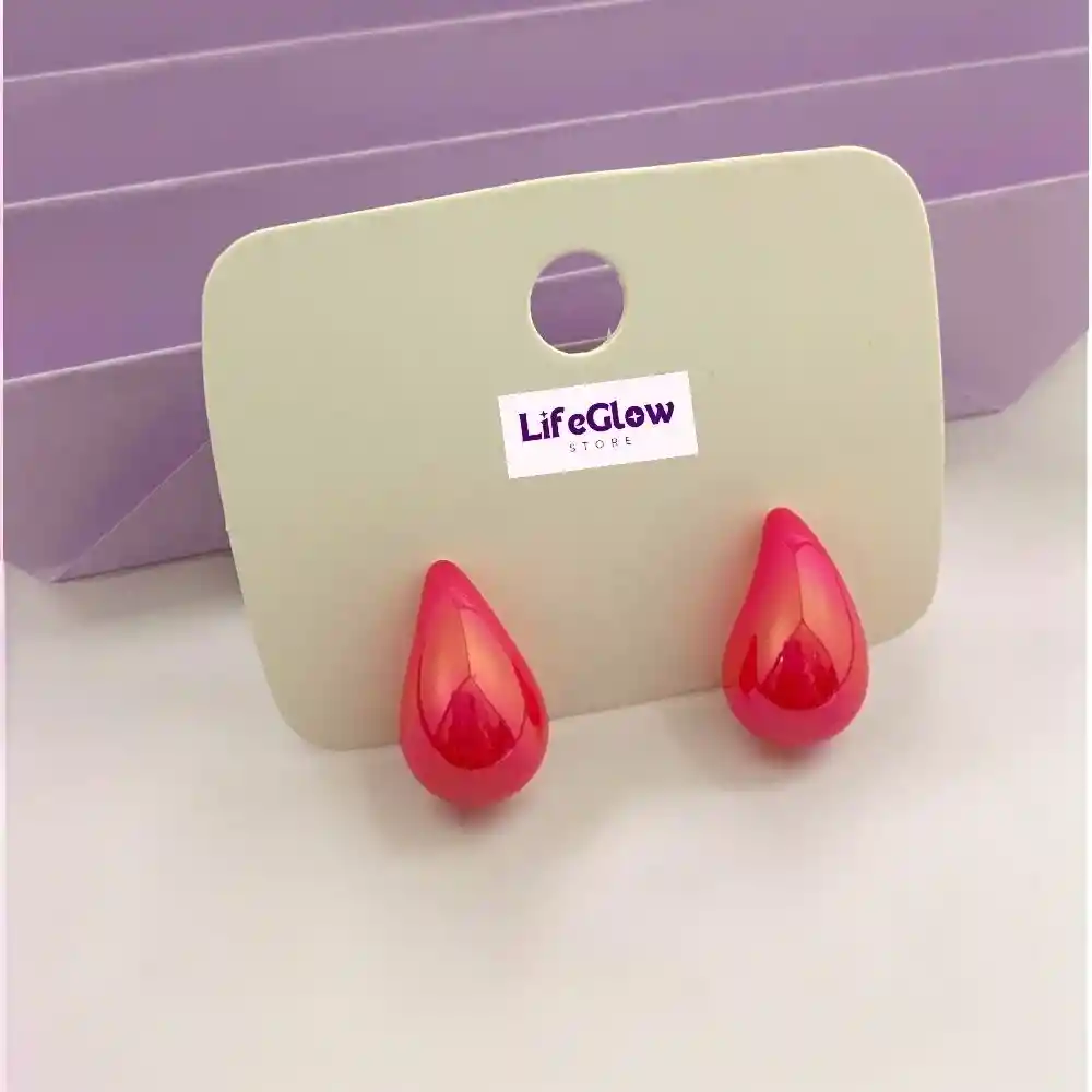 Aretes Gota Mini Perlada Fucsia