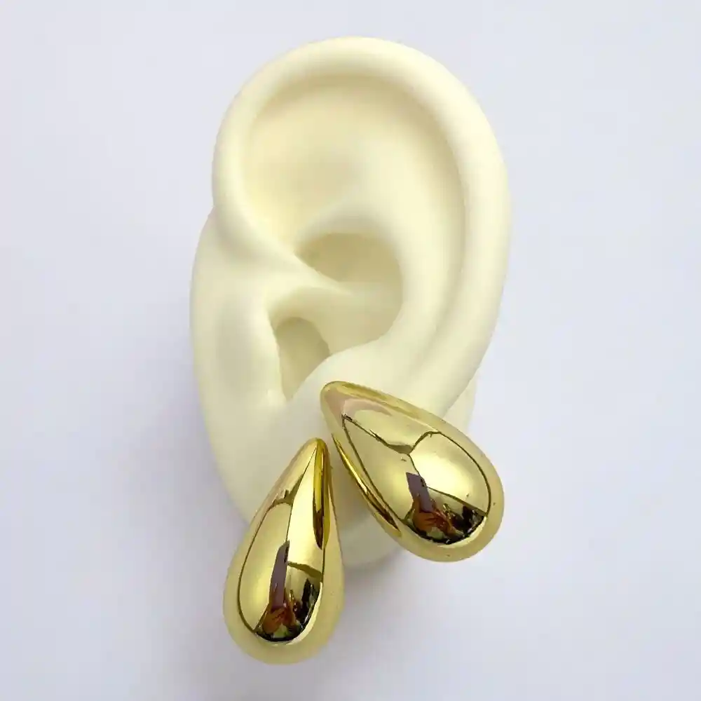 Aretes Gota Chunky Dorados 3cm