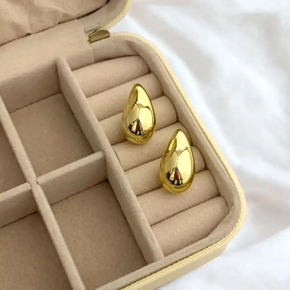 Aretes Gota Chunky Dorados 3cm