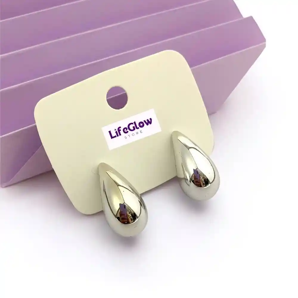 Aretes Gota Chunky Plateado 3cm