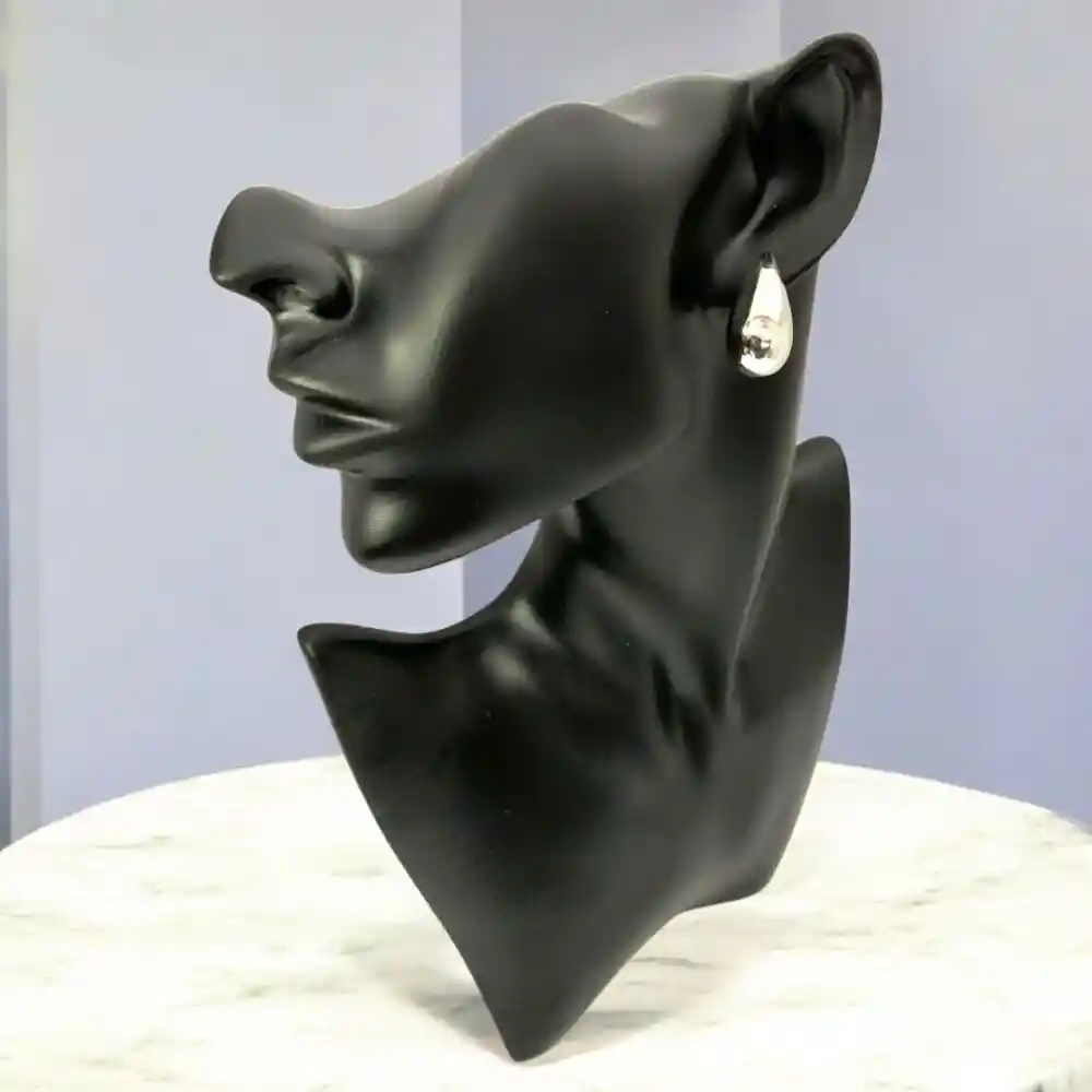 Aretes Gota Chunky Plateado 3cm
