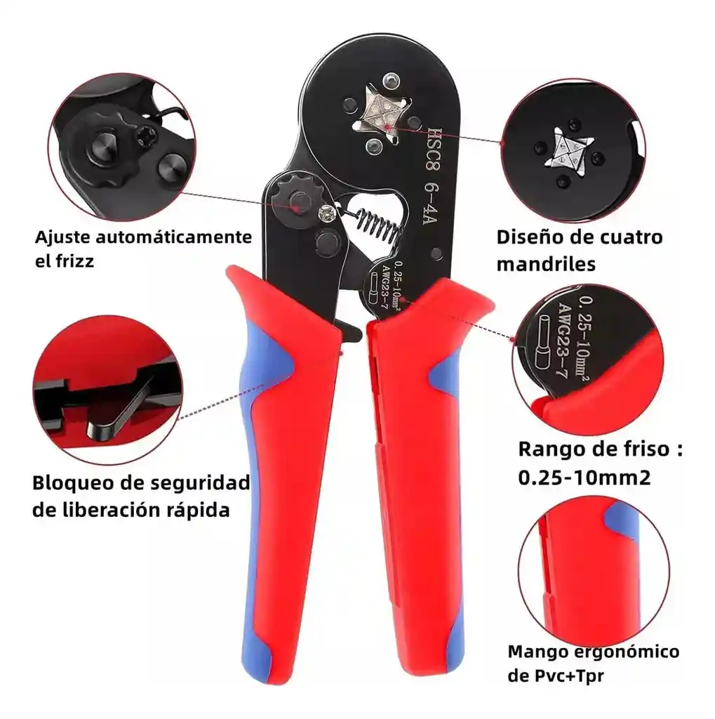 Ponchadora Terminales Electricos Pin Hueca Crimpadora Prensa Alicate Herramienta