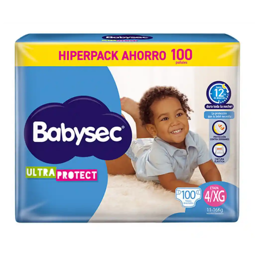 Pañales Babysec Ultraprotect Etapa 4 Xg