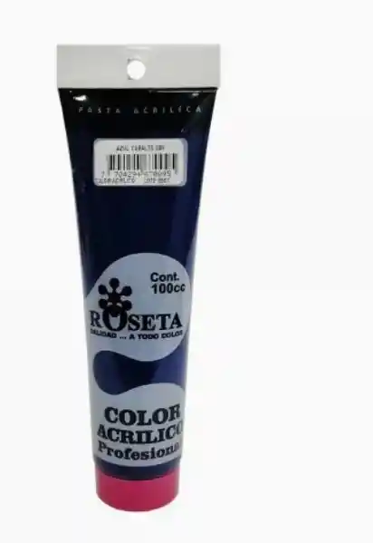 Pintura Acrilica Roseta Color Azul Cobalto-009x Unidad Tubo De 100cc Pintura