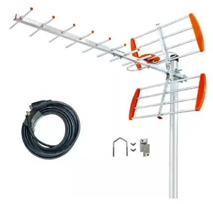 Antena Áerea Exterior Tdt Area Rural 15db + Cable 9.8m