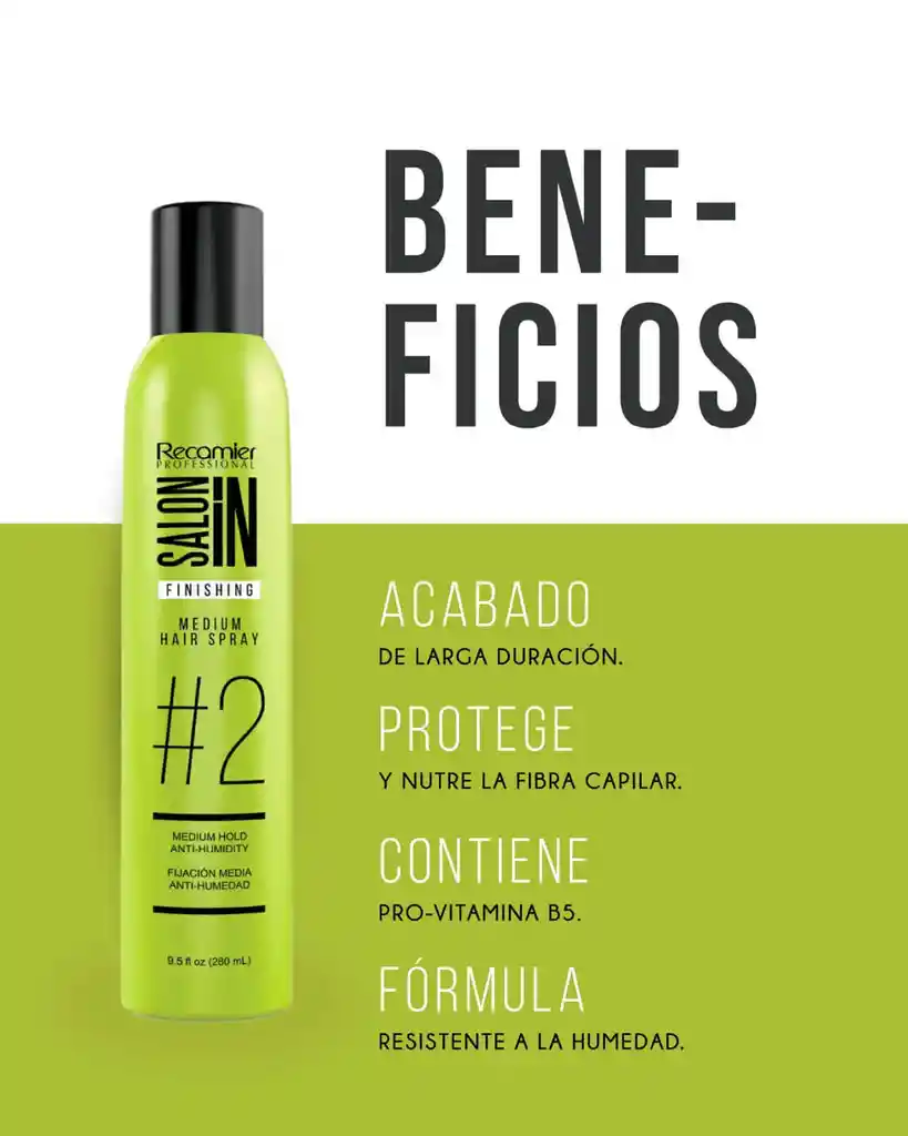 Laca #2 Spray Fijadora Medium Hair Salon In Recamier X280 Ml