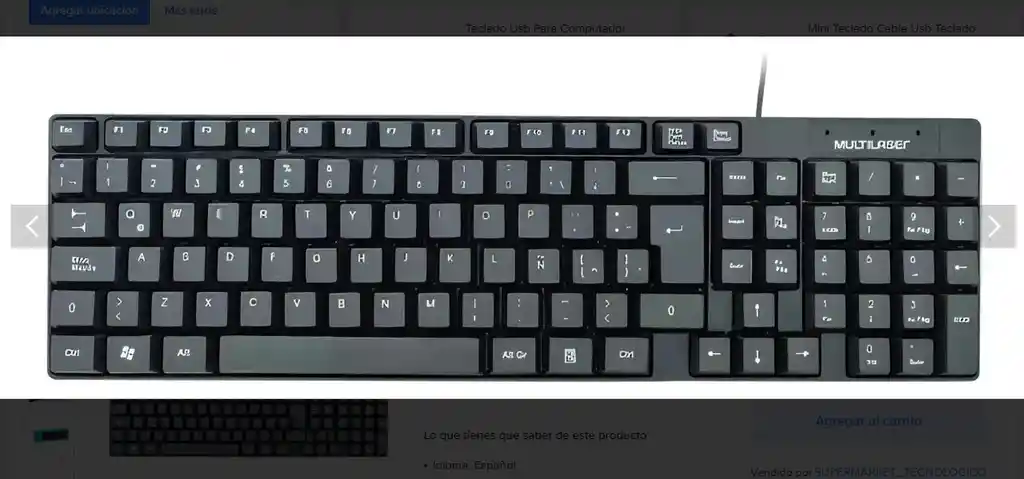Teclado Slim Básico Usb En Español Con Teclas Suaves, Silenciosas E Impresas Con Láser | Incluye Numérico, Conexión Usb Y Es Resistente Al Agua