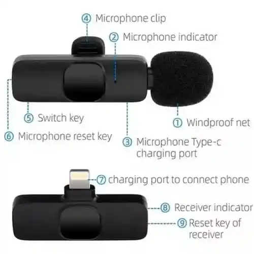 Micrófono Inalámbrico De Solapa Para Iphone Lightning Professional K8