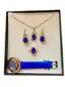 Set Reloj Azul Y Accesorios En Caja