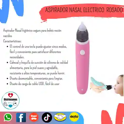 Extractor Nasal Electrico Rosado Para Bebe