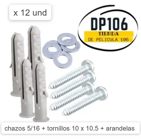 Chazos 5/16 + Tornillos 10 X 10.5 + Arandelas X 12 Und