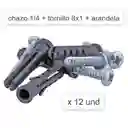 Chazo 1/4 + Tornillo 8x1 + Arandela X 12 Und