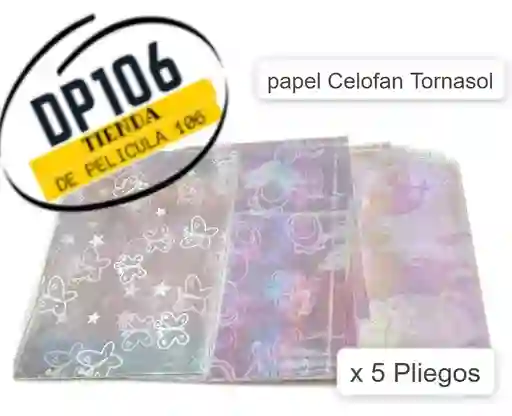 Papel Celofan Tornasol Estampado X 5 Und