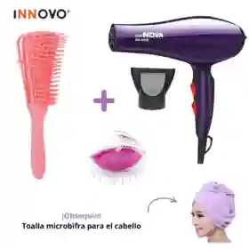 Combo Secador Bopai 5500 + Cepillo Rizador Crespos + Cepillo Masajeador + Obsequio Toalla Microfibra