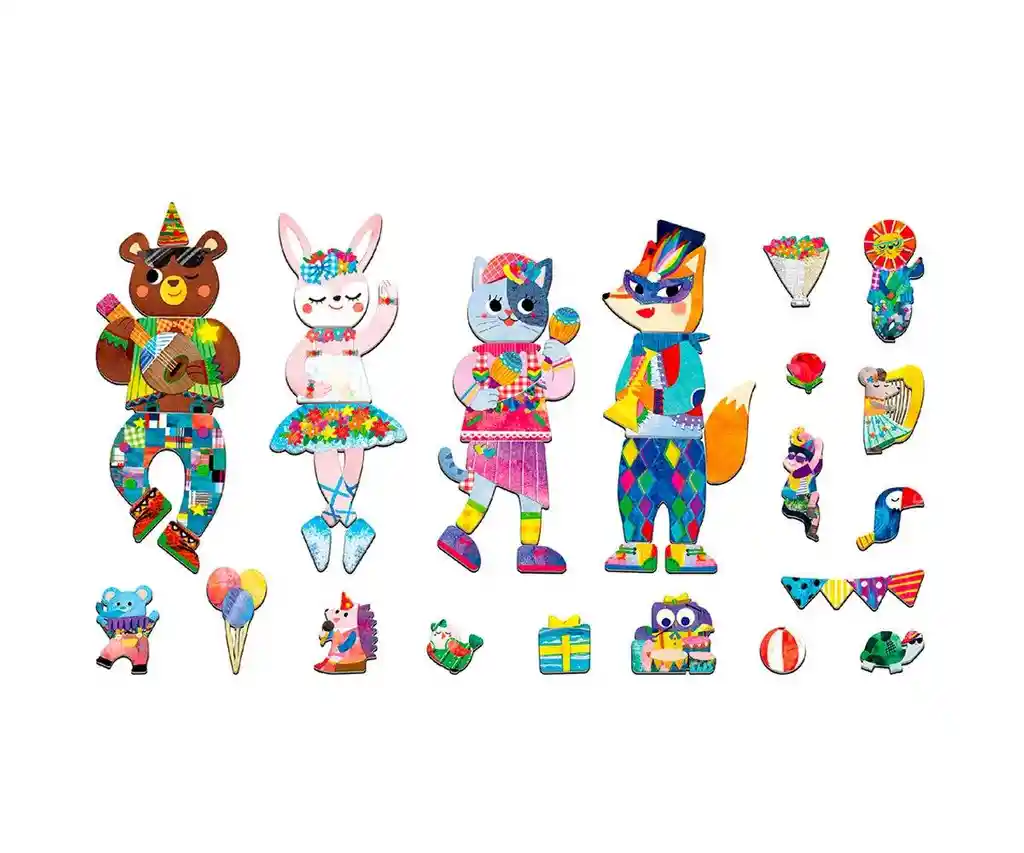Juego Didáctico Puzzle Animales Bailes Magnéticos Para Niños