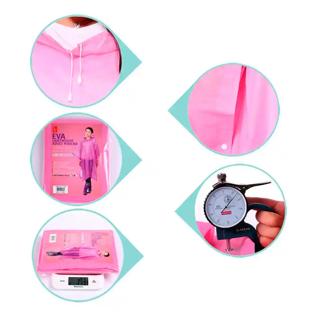 Carpa Capa Impermeable Lluvia Adulto Eva Capota Cordones Rosado Poncho