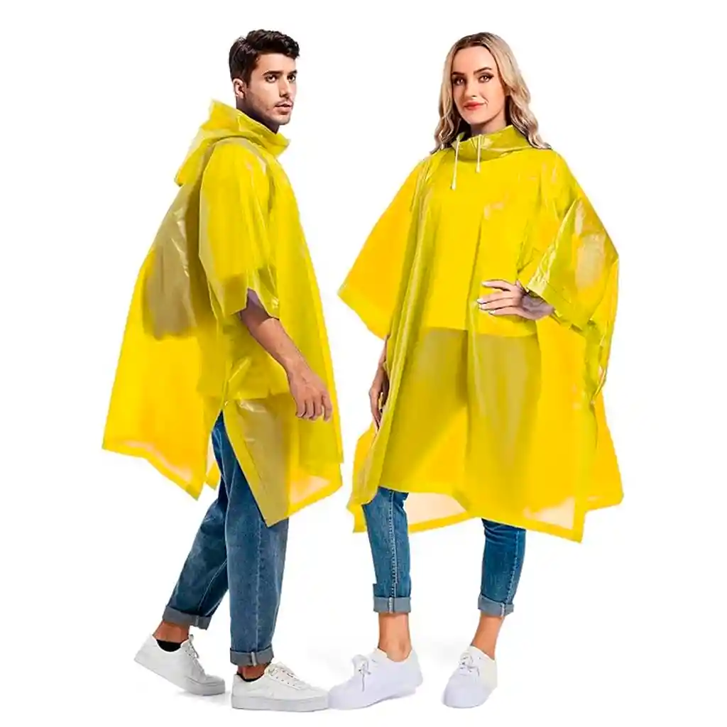 Carpa Capa Impermeable Lluvia Adulto Eva Capota Cordones Amarillo Poncho