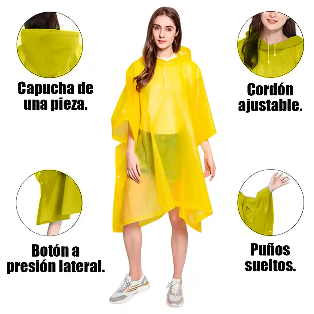 Carpa Capa Impermeable Lluvia Adulto Eva Capota Cordones Amarillo Poncho