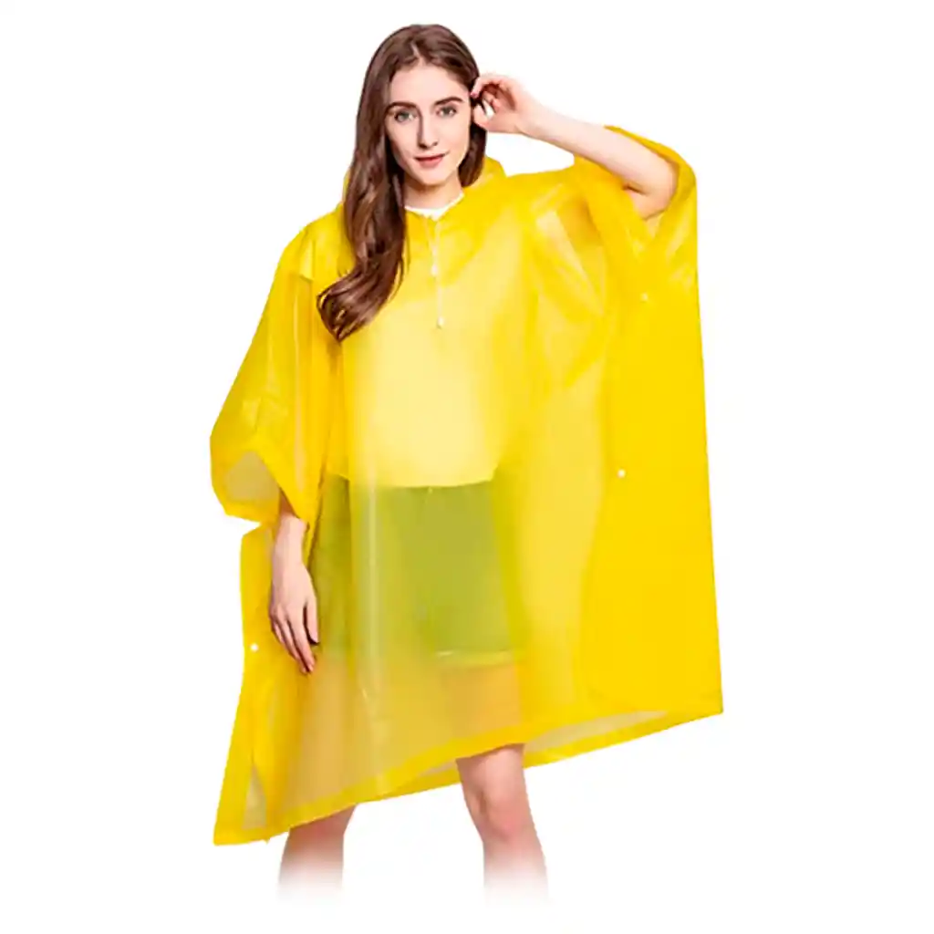 Carpa Capa Impermeable Lluvia Adulto Eva Capota Cordones Amarillo Poncho