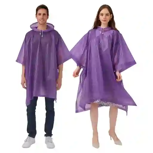 Carpa Capa Impermeable Lluvia Adulto Eva Capota Cordones Morado Poncho