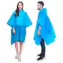 Carpa Capa Impermeable Lluvia Adulto Eva Capota Cordones Azul Poncho