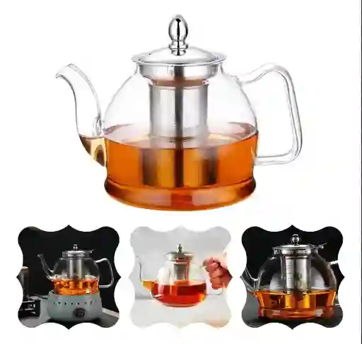 Tetera En Vidrio De 1.2 Litros Con Filtro Infusor Extraíble