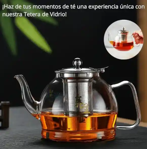 Tetera En Vidrio De 1.2 Litros Con Filtro Infusor Extraíble