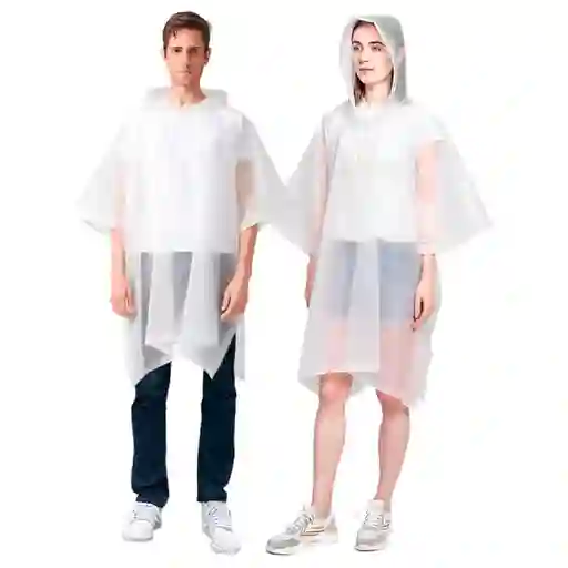 Carpa Capa Impermeable Lluvia Adulto Eva Capota Cordones Blanca Poncho