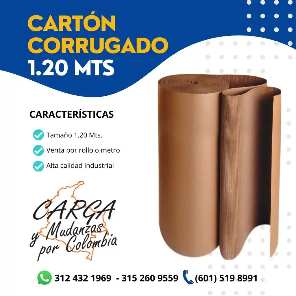Carton Corrugado -10 Mtrs 120 De Alto