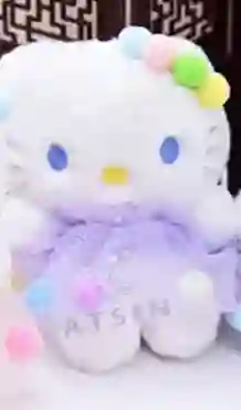 Llavero Peluche Hello Kitty Vestido Lila Bolitas Kawaii