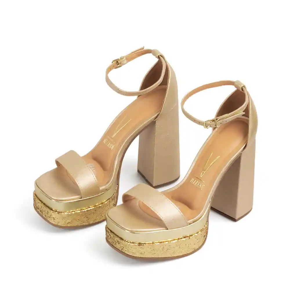 Sandalia Plataforma Dorado Vizzano Talla 36