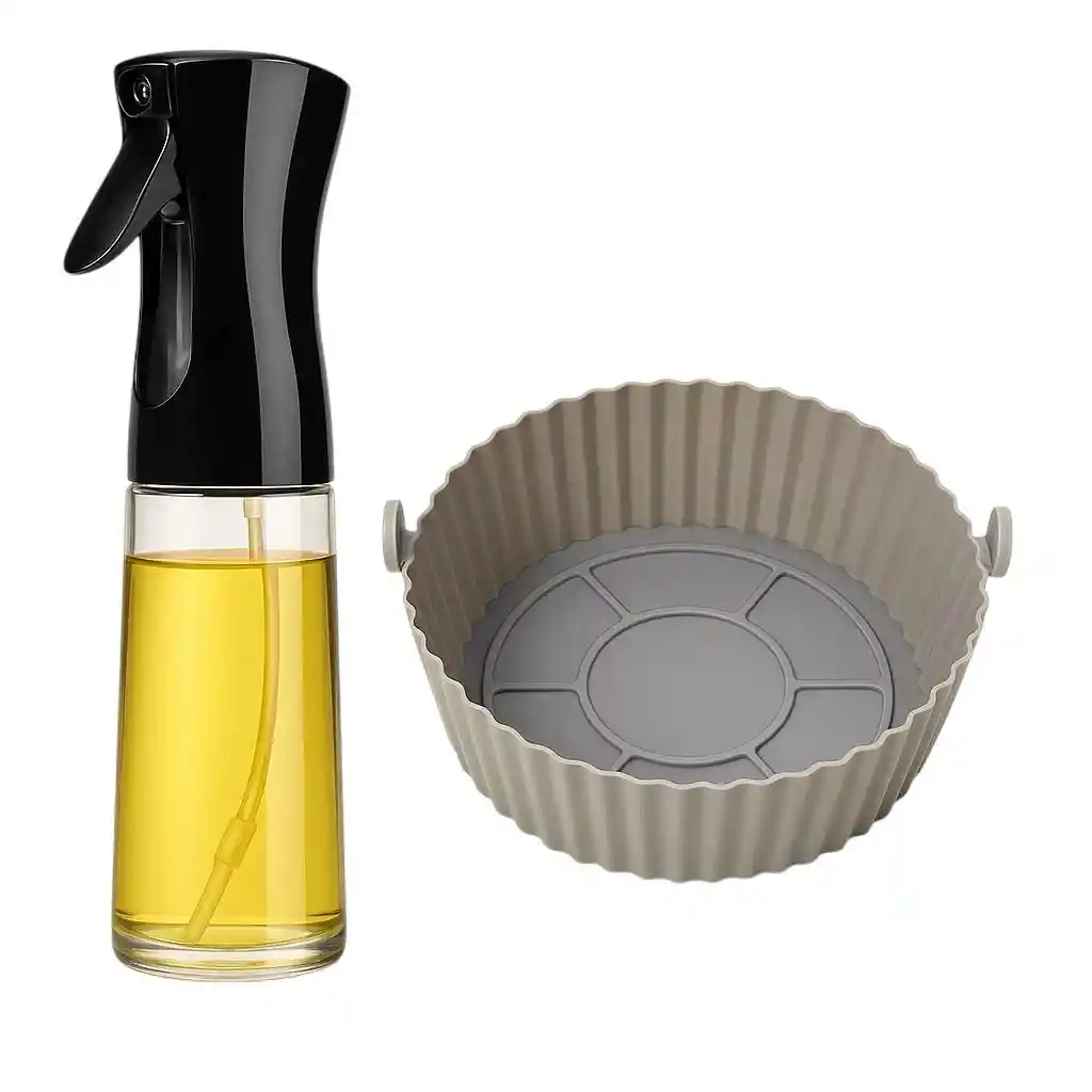 Combo Para Freidora De Aire Protector De Silicona Y Dispensador De Aceite En Spray 300ml