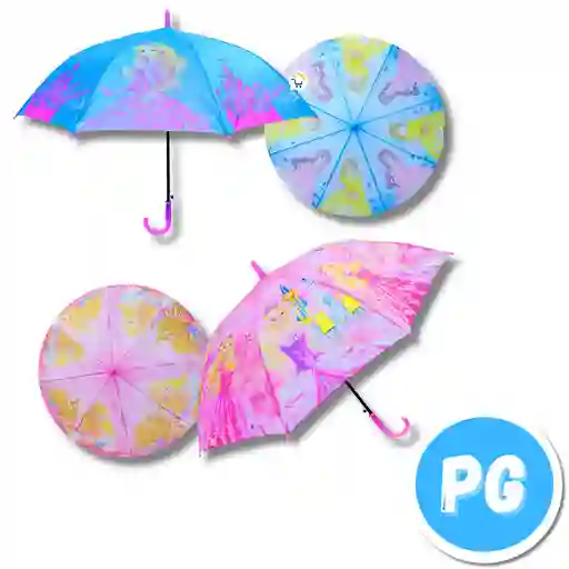 Sombrilla Plastica Infantil Motivo Niña - Se Envia Un Motivo Aleatorio