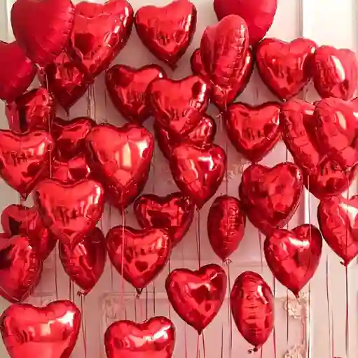 1 Globo Rojo Metálico Sin Inflar En Forma De Corazón 25 Cm
