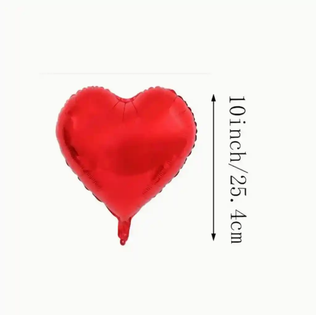 1 Globo Rojo Metálico Sin Inflar En Forma De Corazón 25 Cm