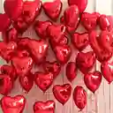 5 Globos Rojos Metálicos Sin Inflar En Forma De Corazón 25 Cm